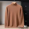 Suéter de cachemir 100% puro de cuello alto para hombre, camiseta básica de punto para otoño e invierno, jersey de manga larga, suéter de lana holgado y cálido