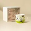 Fabricante Panda Qichun Caneca de Café, um conjunto de xícaras e pires de chá de cerâmica requintados para uso doméstico, perfeito para servir expresso, latte e chá da tarde