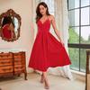 Novedad Primavera y Verano 2022 Ropa Transfronteriza Aliexpress Amazon Europea y Americana Vestido Sexy Multicolor con Tirantes de Corte Amplio