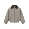 Forn3 Chaqueta de Trabajo Estilo Granja Retro con Solapa de Lana de Cordero Holgada de Algodón de Invierno Maillard para Hombres y Mujeres N1718