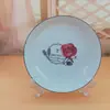 Novo prato de cerâmica criativo para arroz, prato para pratos quentes, prato para pratos frios, prato para salada de frutas, prato de cerâmica com flor dourada, pode fazer LOGOTIPO