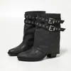 Nuevas Botas Vaqueras Western para Mujer 2026, Punta Puntiaguda con Hebilla y Remaches, Botines Estilo Chicas Picantes, Pantalones Botín Vintage de Tacón Grueso