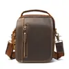 Bolso Cruzado para Hombre de Cuero Crazy Horse Mochila Cruzada Bolso de Hombro Retro Europeo y Americano Bolso Cruzado para Hombre Gran Capacidad Riñonera de Cuero Genuino Venta al por Mayor