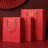 Bolsa de Presente Estilo Chinês Vermelha, Sacola de Papel Espessa de Ano Novo de Alta Qualidade, Bolsa para Embalagem e Armazenamento de Presente de Formatura de Estudante
