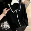 Otoño/Invierno 2026: Exquisito y Elegante Suéter de Punto de Lana de Manga Larga Color-Block Inspirado en Chanel
