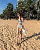 Bikini de Dos Piezas Triángulo Estilo Ins Coreano Chica Puro Deseo Fresco Pecho Pequeño con Flecos Cuadros Espalda Descubierta