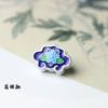 S925 chapado en oro accesorios de manualidades DIY esmalte cloisonné porcelana azul quemado cloisonné flores camiseta plana de los deseos