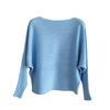 Estilo coreano malha top pequeno morcego manga solta outono slim-fit pullover cor sólida simples elegante suéter com colarinho