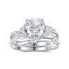 Anillo de Compromiso de Plata S925 con Diseño de Cruz de Estilo Nuevo Europeo y Americano, Set de Anillos de Boda Transfronterizos, Anillo de Compromiso de Diamante Redondo de Alto Carbono de Lujo Ligero