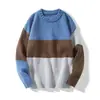 Suéter de Colorblock Diseño Estilo Coreano Japonés Ins Estudiante Cálido Jersey de Punto Cuello Redondo Base