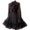 [En Stock] Vestido Medieval Gótico con Lazo Nuevo Steampunk Renacentista Vestido para Mujer