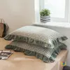 Fundas de almohada de algodón lavado de clase A, algodón puro, un par de fundas de almohada grandes para adulto individual con ribete de encaje, 48X