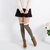 Estilo japonês Lace Over-the-Knee Meias Botão Meias de Malha Over-the-Knee Lã Cor Sólida Jacquard Meia Feminina Primavera e Outono