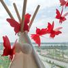 Mariposa de papel tridimensional de 3 m de largo con diseño de flor para colgar en la ventana, ideal para bodas, fiestas de cumpleaños y centros comerciales.