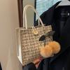 Bolsa de Almuerzo Tejida de Lino 2026 Moda Tendencia Caliente Lonchera Bolsa Tote Ins Estilo Japonés Pequeña Bolsa de Hombro para Niña para el Trabajo