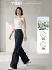 Jeans de Color Original Yizhi de Pierna Ancha de Longitud Extendida para Mujer, Otoño de Cintura Alta Adelgazantes de Pierna Recta Casual Simples Sueltos Versátiles Pantalones Largos