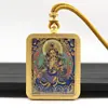 Thangka Dourado Meio Pintado à Mão em Aço Titânio, Tara Verde, Tara Branca, Buda da Medicina Thangka, Amuleto de Buda Portátil, Produtos Culturais e Criativos de Templo