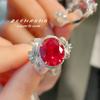 Anillo de Corindón Rojo Paloma con Diseño de Lazo Clásico Moda de Lujo Versátil Algodón Esmeralda Diamante Anillo de Dedo para Mujer