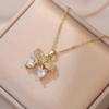 Colar para Mulheres com Estilo Coreano e Japonês Coração de Strass Laço Moda Coreana Colar de Temperamento Doce Corrente para Clavícula Atacado