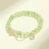 Nova Pulseira Borboleta com Contas de Prehnita e Quartzo Rosa para Mulheres Estilo Nicho Morango Verde Nan Hong Pulseira Atacado