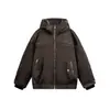 Roupas Vintage 25 Inverno Novo 90 Penugem de Pato Branco Com Capuz Jaqueta de Penas Masculina Nicho Zíper Jaqueta Workwear Desconstruída