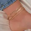 Joyería Transfronteriza Europea y Americana Cadena Plana de Serpiente Simple y Personalizada Cadena Retorcida Juego de Tres Piezas para el Tobillo Nuevo Tobillera de Moda para Mujer