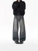 Jeans de moda para primavera, geniales y elegantes, con dobladillo curvo para hombre, pantalones largos de pierna ancha rectos, estilo de la alta calle americana