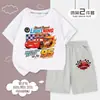 Carros Relâmpago McQueen Conjunto Esportivo Casual de Verão Duas Peças Racing para Meninos Manga Curta