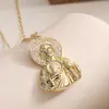 Novo Produto Cruzado Europeu e Americano Aogu, Colar com Pingente de São Judas Banhado a Ouro 18K Cobre Simples e Luxuoso, Joias Personalizadas de Nicho