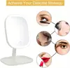 Espelho de Maquiagem de Viagem com Luzes, Espelho de Bancada LED de Beleza Pequeno Portátil com Luzes, Iluminação de 3 Cores, Tela Sensível ao Toque Dimerizável, Espelho Compacto Dobrável de Mesa, Presente para Mulheres