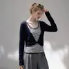 Elegante suéter de punto a rayas color block para mujer, con corte relajado, diseño trenzado y mangas largas, un top chic y único para otoño