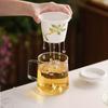 Taza de Té de Vidrio con Osmanthus Dorado Pintado a Mano por el Fabricante, Taza con Separación de Té y Agua, Taza Simple Estilo Chino con Tapa, Taza para Beber