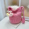Bolso Relleno para Mujer Estilo Ins de Invierno Bolso Cubo Versátil Lindo para Niñas Bolso Cruzado para Mujer Gran Capacidad Bolso de Felpa