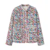 Estilo Europeo y Americano Popular en Amazon Aliexpress Tendencia de Moda Versátil 4 Colores Otoño e Invierno Cuello Alto Acolchada Bordada Chaqueta de Algodón
