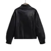 Exportación Transfronteriza Ropa de Mujer Otoño e Invierno 2025 Estilo Europeo y Americano Cuello Alto Medio Manga Larga Botonadura Única Chaqueta de PU Chaqueta para Mujer F79977