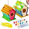Exportar para Amazon Casa de Pássaros de Madeira DIY Montagem Casa de Pássaros Produto Criativo Atacado Pintada com Grafite Ninho de Pássaros Casa de Pássaros de Madeira