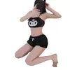 Outono e Inverno Pelúcia Gato Lingerie Sexy Puro Desejo Fofo Desenho Animado Bidimensional Novo Sexy Macio Cera Menina Pijama