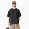 Camiseta de Color Sólido de Manga Corta para Hombre, Verano Casual Holgada Simple Versátil Bolsillo de Parche Moderna Cuello Redondo Camiseta de Media Manga