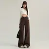 Jeans de Pierna Ancha Color Café Melardo para Mujer 2025 Tendencia Versátil Nuevo Estilo Caliente Otoño e Invierno Pantalones Rectos