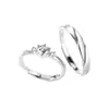 Anel de casal um par de anéis masculinos e femininos simples moda temperamento coreano anel de zircônia coroa anel de diamante de simulação aberto para casamento