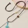 Cordón de Cuero Encerado Delgado Set Completo de Materiales para Tejido Hecho a Mano DIY, Cordón para Colgar Colgante de Estilo Antiguo DIY Combinación Libre con Jade Hetian