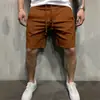Pantalones Deportivos Transfronterizos Estilo Europeo y Americano para Hombre Lisos para Correr y Entrenamiento Color Sólido Exportación Pantalones de Cinco Puntos