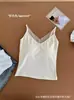 Camisola cálida de forro polar para otoño e invierno con hermoso diseño en la espalda, cuello en V con ribete de encaje, almohadillas en el pecho, tirantes finos, copas fijas y hermoso diseño en la espalda