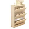 Zapatero de madera maciza, ultradelgado, con tapa abatible, diseño simple y moderno, adecuado para uso doméstico, un mueble de almacenamiento combinado para la entrada, montado en la pared y un zapatero