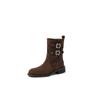 Botas Martin estilo Western Desert para mujer, botines informales de ante con hebilla y tacón bajo grueso, de piel de vaca esmerilada, para invierno, 2024