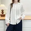 Top especial para mujer talla grande 2026 otoño nuevo elegante ropa para mujer talla grande con encaje arrugado camisa de manga larga 0723