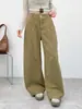 Pantalones deportivos de pierna ancha de algodón puro azul marino para mujer, nuevo estilo primavera 2026, de cintura alta, holgados, casuales, de largo hasta el suelo, pantalones de pierna curva
