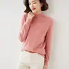 Venta al por mayor transfronteriza de suéteres elegantes de punto de cuello semi-alto nuevos para otoño e invierno para mujer, tops de punto sencillos, camisetas básicas de manga larga estilo coreano, modernos