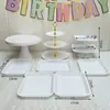 Arranjo de Aniversário Decorações de Mesa de Sobremesas Prateleira de Exibição de Casamento Europeu Mesa de Frutas Bandeja de Plástico para Bolo Suporte para Lanches