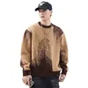 Invierno Nuevo Cálido Suéter Jacquard de Cuello Redondo para Hombre Suelto Talla Grande Estilo Japonés Retro Combinable Suéter de Moda